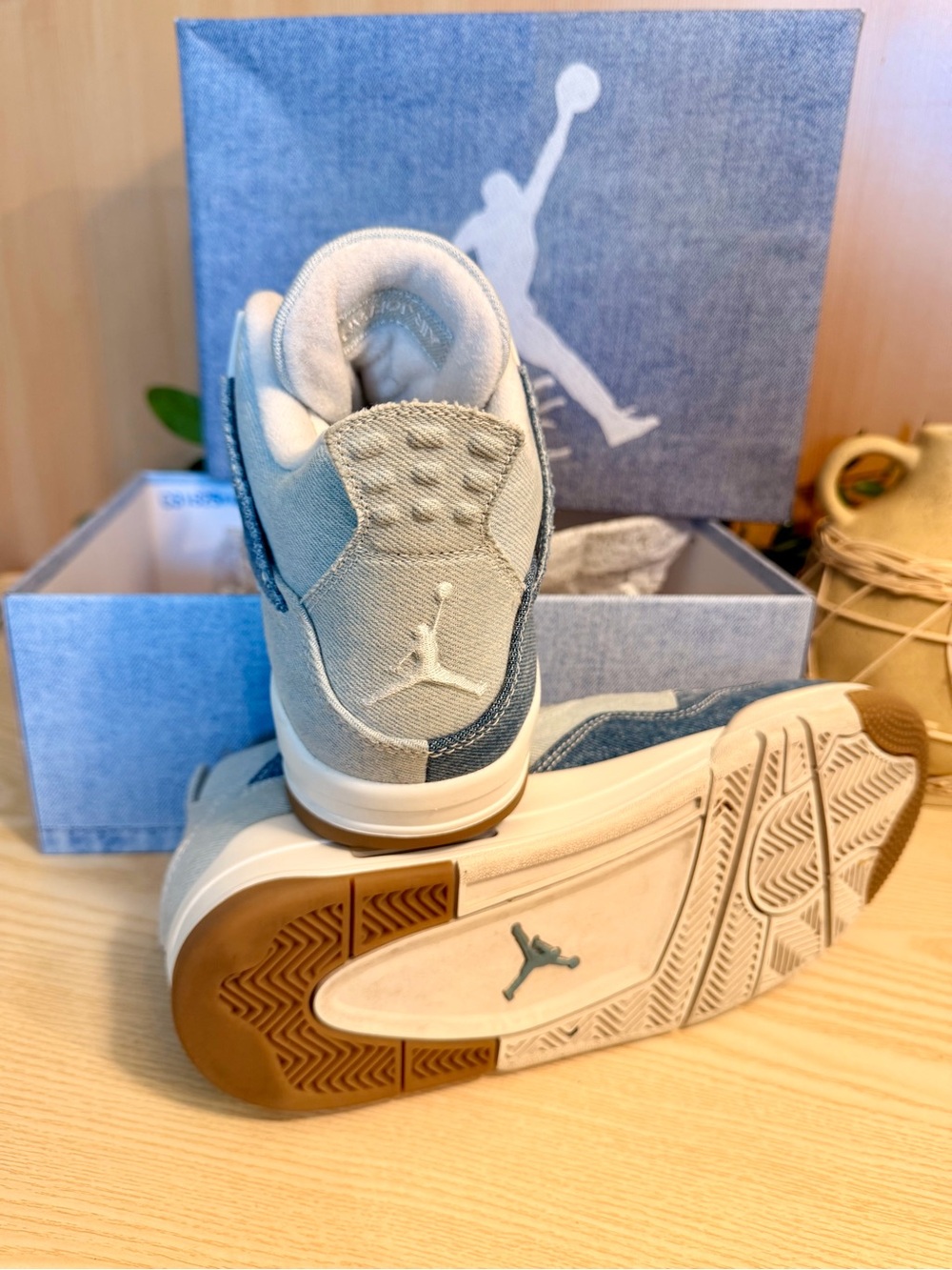 Jordan Women's Denim Panel Sneakers - Light Blue & Cream - Picture 3 of 5